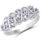 0.84 Carat Genuine Tanzanite .925 Sterling Silver Ring