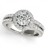 CERTIFIED PLATINUM 1.30 CT G-H/VS-SI1 DIAMOND HALO ENGAGEMENT RING