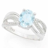 2 CARAT BABY SWISS BLUE TOPAZ & DIAMOND 925 STERLING SILVER RING