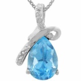 1.512 CARAT TW BLUE TOPAZ & DIAMOND PLATINUM OVER 0.925 STERLING SILVER PENDANT