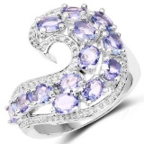 2.21 Carat Genuine Tanzanite .925 Sterling Silver Ring