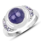 3.96 Carat Genuine Tanzanite .925 Sterling Silver Ring