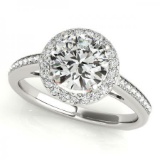 CERTIFIED PLATINUM 1.16 CT G-H/VS-SI1 DIAMOND HALO ENGAGEMENT RING