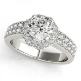 CERTIFIED PLATINUM 1.01 CT G-H/VS-SI1 DIAMOND HALO ENGAGEMENT RING