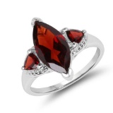 3.60 Carat Genuine Garnet .925 Sterling Silver Ring