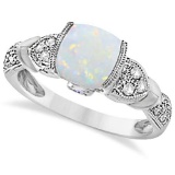 Tanzanite, Diamond and Opal Ring 14k White Gold (1.10ct)