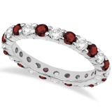 Eternity Diamond and Garnet Ring Band 14k White Gold (2.35ct)