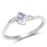 0.07 Carat Genuine Tanzanite .925 Sterling Silver Ring