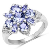 1.71 Carat Genuine Tanzanite .925 Sterling Silver Ring