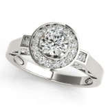 CERTIFIED PLATINUM 0.97 CT G-H/VS-SI1 DIAMOND HALO ENGAGEMENT RING