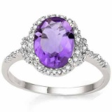 2.41 CARAT TW (3 PCS) AMETHYST & GENUINE DIAMOND PLATINUM OVER 0.925 STERLING SILVER RING