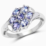 1.19 Carat Genuine Tanzanite .925 Sterling Silver Ring