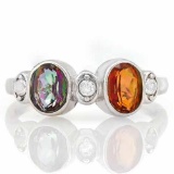 MYSTIC GEMSTONES & 2/5 CARAT AZOTIC GEMSTONES 925 STERLING SILVER RING