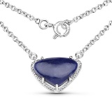 3.92 Carat Genuine Blue Aventurine .925 Sterling Silver Pendant