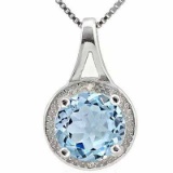 2 1/2 CARAT BABY SWISS BLUE TOPAZ & DIAMOND 925 STERLING SILVER PENDANT