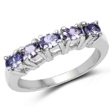 0.85 Carat Genuine Tanzanite .925 Sterling Silver Ring