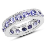 2.65 Carat Genuine Tanzanite .925 Sterling Silver Ring