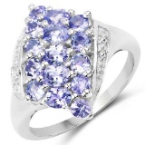 1.85 Carat Genuine Tanzanite .925 Sterling Silver Ring