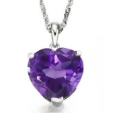 0.5 CARAT 5MM HEART AMETHYST 10K SOLID WHITE GOLD PENDANT