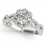 CERTIFIED PLATINUM 1.00 CT G-H/VS-SI1 DIAMOND HALO ENGAGEMENT RING