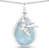 4.82 Carat Genuine Aquamarine .925 Sterling Silver Pendant