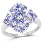 1.40 Carat Genuine Tanzanite .925 Sterling Silver Ring