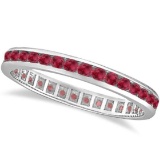 Ruby Channel Set Stackable Ring Eternity Band 14k White Gold (1.04ct)