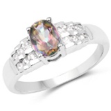 1.19 Carat Genuine Mystic Topaz & White Topaz .925 Sterling Silver Ring