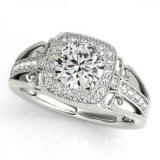 CERTIFIED PLATINUM 1.17 CT G-H/VS-SI1 DIAMOND HALO ENGAGEMENT RING