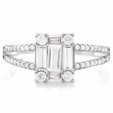 1 3/4 CARAT (49 PCS) FLAWLESS CREATED DIAMOND 925 STERLING SILVER HALO RING