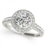 CERTIFIED PLATINUM 1.11 CT G-H/VS-SI1 DIAMOND HALO ENGAGEMENT RING