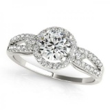 CERTIFIED PLATINUM 1.00 CT G-H/VS-SI1 DIAMOND HALO ENGAGEMENT RING