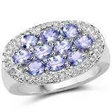 1.70 Carat Genuine Tanzanite .925 Sterling Silver Ring