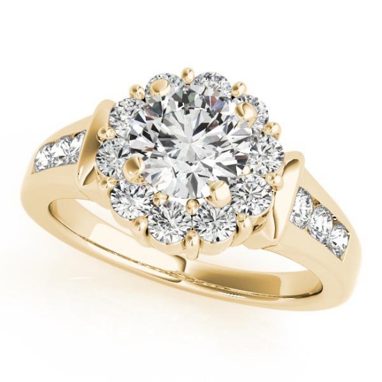 CERTIFIED 18K YELLOW GOLD 1.54 CT G-H/VS-SI1 DIAMOND HALO ENGAGEMENT RING