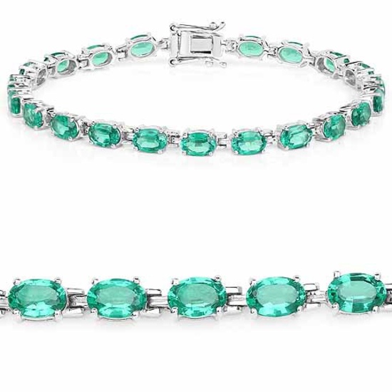 10.50 Carat Created Emerald .925 Sterling Silver Bracelet