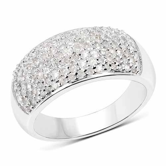 0.96 Carat Genuine White Diamond .925 Sterling Silver Ring