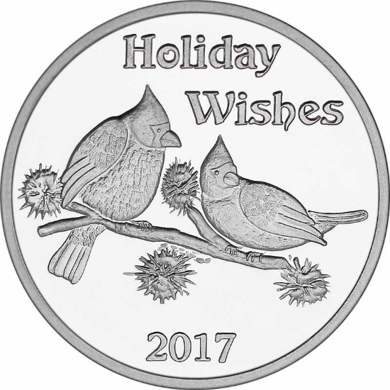 Christmas 2017 Silver Round X-6 Holiday Wishes