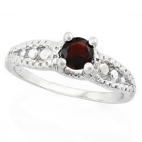 1/2 CARAT GARNET & DIAMOND 925 STERLING SILVER RING