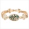 CREATED GREEN STONE 18K GOLD PLATED GERMAN SILVER BRACELET