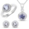18K Rose Gold Plated 2.80 Carat Genuine Tanzanite and White Topaz .925 Sterling Silver Ring Pendant