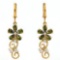 LUXURIANT CREATED GREEN SAPPHIRE & CREATED DIAMOND 18K GOLD PLATED GERMAN SILVER EARRINGS