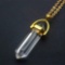 HEXAGONAL PRISM-SHAPED CLEAR STONE 18KT GOLD ELECTROPLATE ON METAL PENDANT WITH CHAIN
