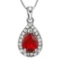 CREATED RUBY & CREATED DIAMOND 18K GOLD PLATED GERMAN SILVER PENDANT