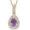 0.70 CT AMETHYST & 20 PCS WHITE DIAMOND 24K GOLD PLATED PENDANT AND 16in. LOOSE ROPE CHAIN