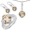 11.40 Carat Genuine Citrine .925 Sterling Silver Ring Pendant and Earrings Set