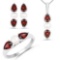 6.16 Carat Genuine Garnet and Pearl .925 Sterling Silver Ring Pendant and Earrings Set