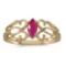 Certified 10k Yellow Gold Marquise Ruby Filagree Ring 0.21 CTW