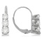 Three-Stone Leverback Diamond Earrings 14k White Gold (1.00ct)
