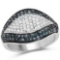 0.50 Carat Genuine Blue Diamond and White Diamond .925 Sterling Silver Ring