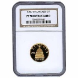 Certified Commemorative $5 Gold 1989-W Congress PF70 NGC